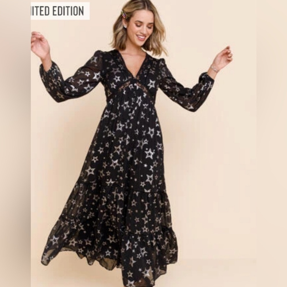 francessca’s collection limelight lurex star maxi dress jun & ivy XS - Picture 7 of 9